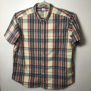 Columbia Men's Button-down Shirt Short-sleeve Red Green 4XLT